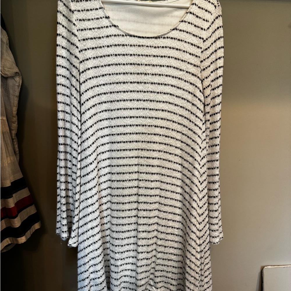 Bobeau Black and White Striped Tunic